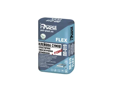 Клей еластичний тиксотропний армований фіброволокном Поліпласт ПП-019 FLEX 25кг