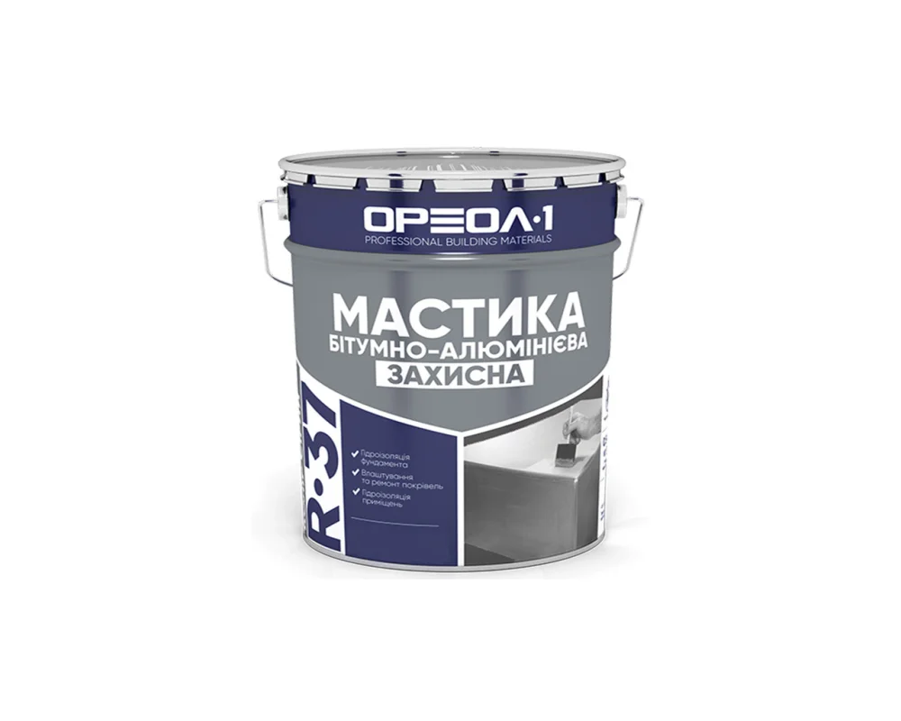 Мастика бітумно-алюмінієва «Захисна» Oreol 1 R-37 9кг/18кг/180кг